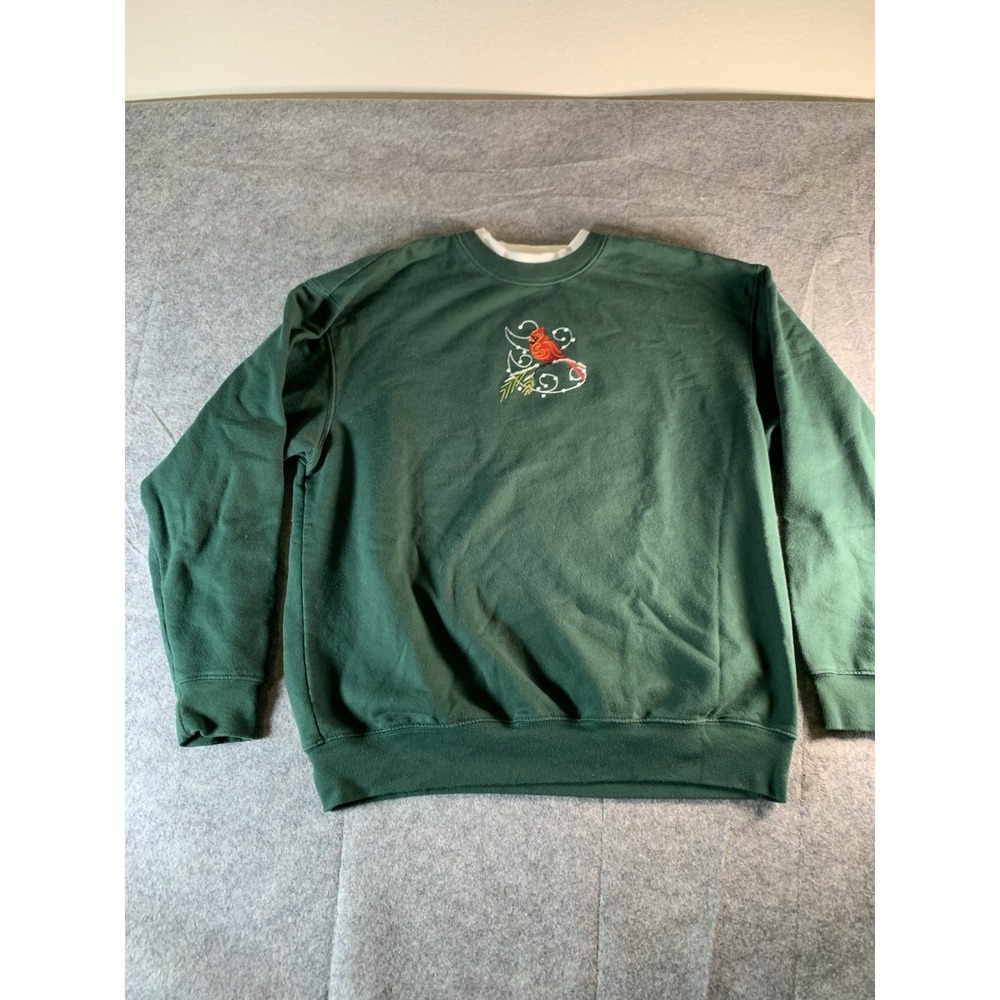 Vintage Cardinal Green Crewneck Sweatshirt Adult Size XL Cottagecore Nature VTG